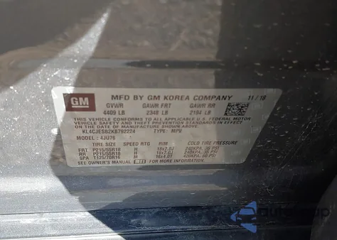 2019 Buick Encore Awd Preferred z USA, uszkodzony, nr VIN KL4CJESB2KB792224